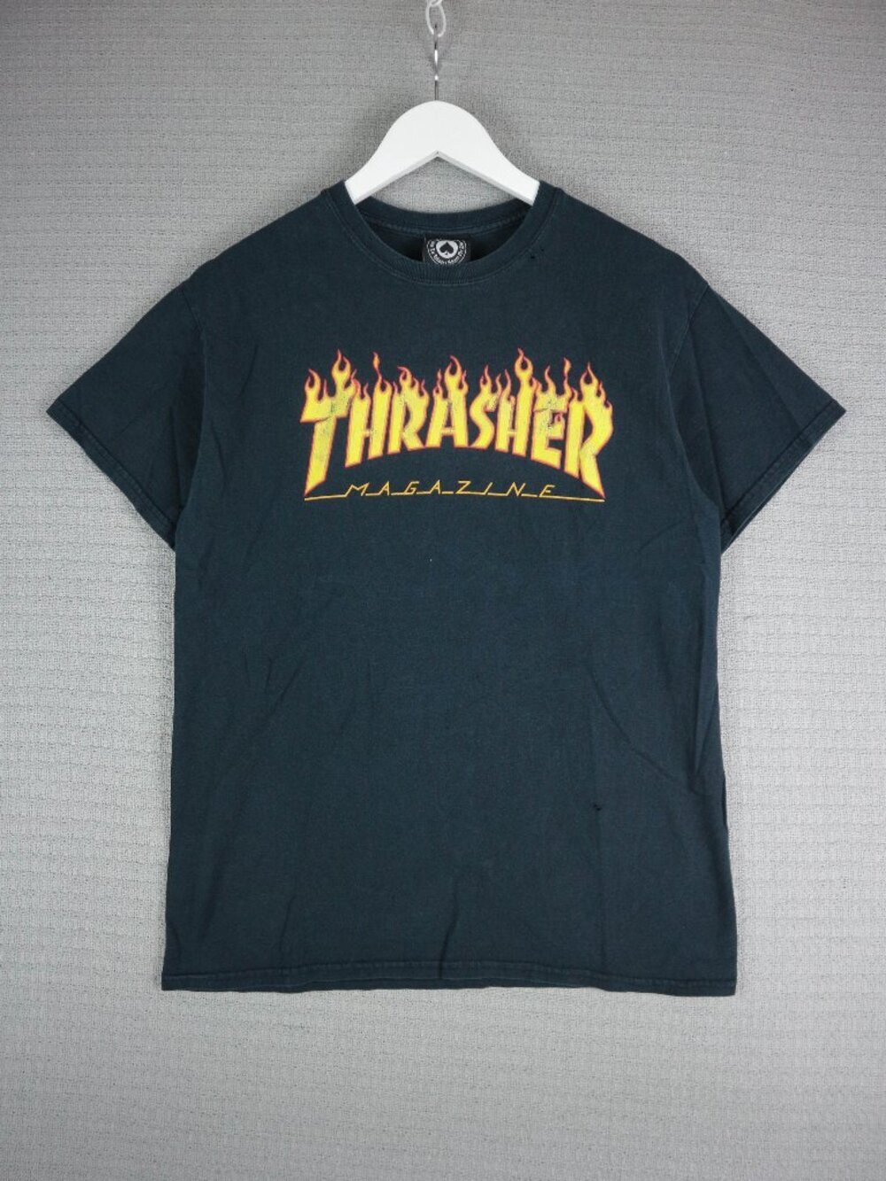 Thrasher Flame Logo Cotton Skateboard Tee Shirt Mens Medium Faded